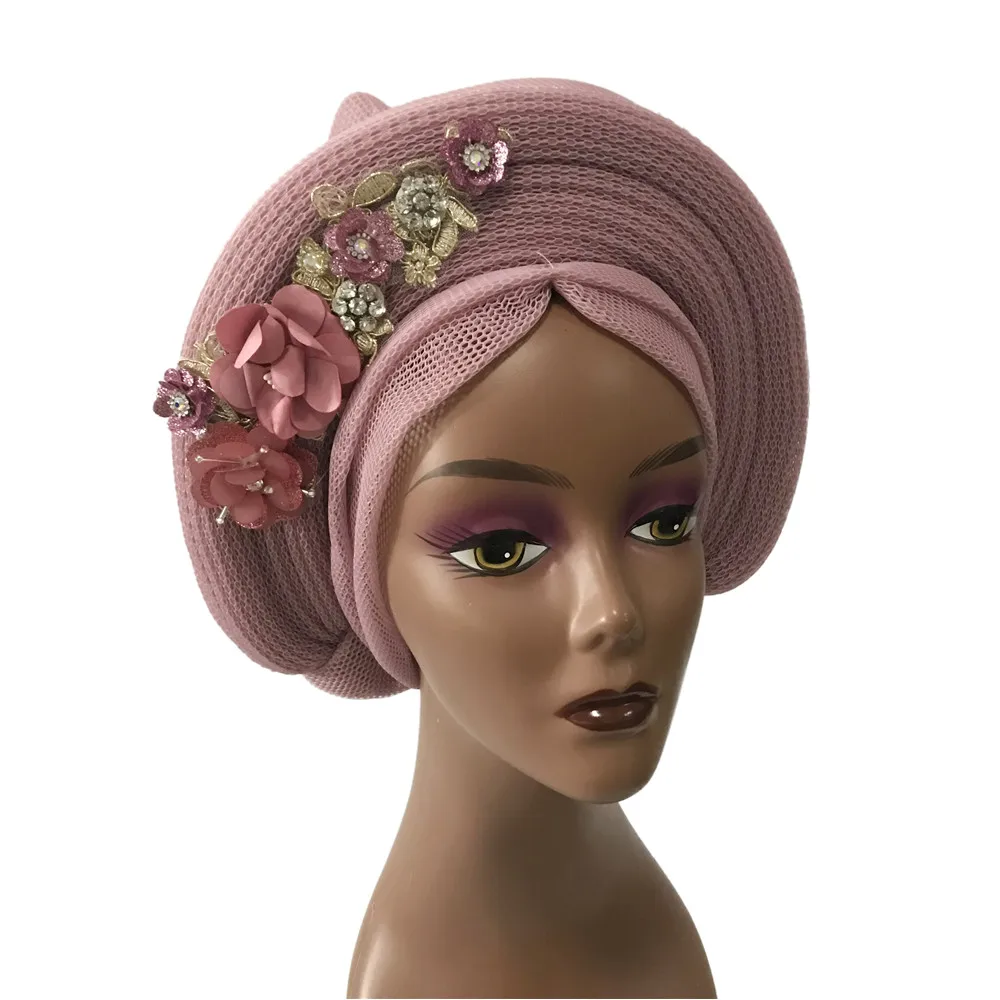 Красивый африканский тюрбан шляпа сетчатая сетка новейший стиль с цветочным