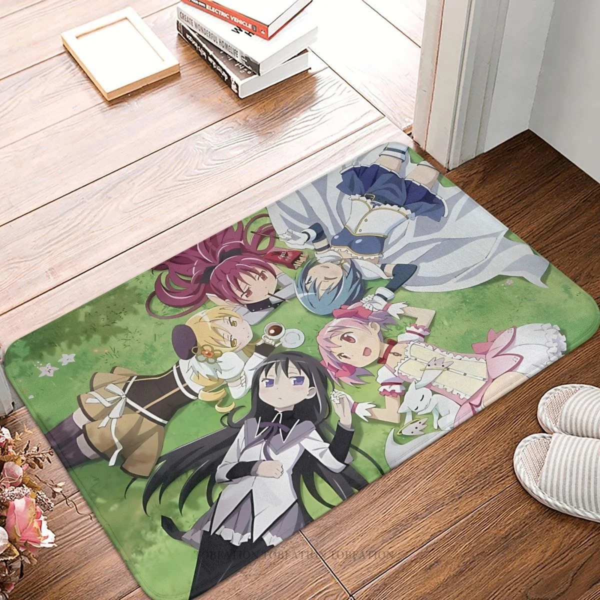 

Puella Magi Madoka Magica Bedroom Mat Five Girls Doormat Flannel Carpet Outdoor Rug Home Decoration