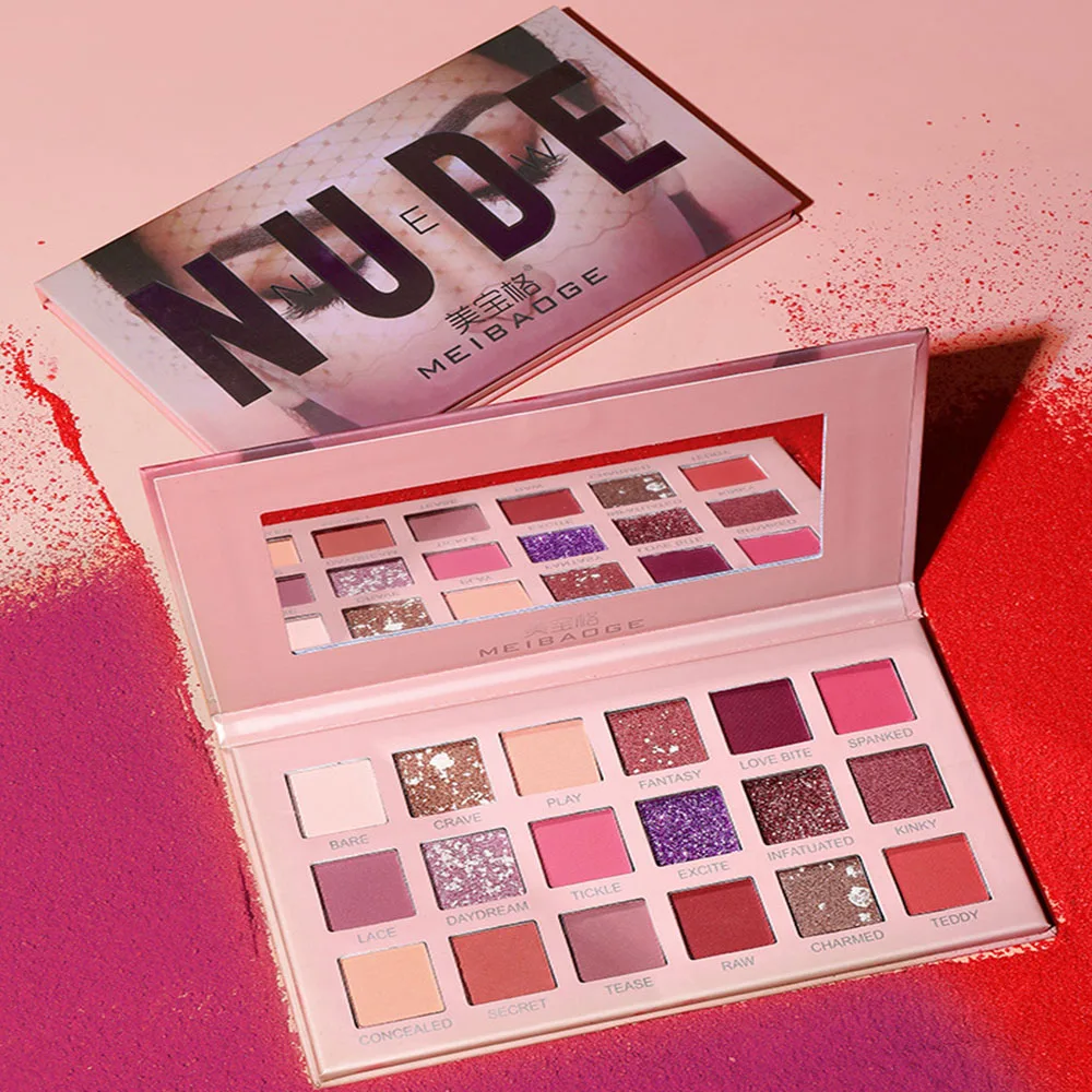 

18 Colors Nude Matte Palette Shimmer and Shine Eyeshadow Palette Matte Glitter Eyeshadow Palette Shiny Eye Shadow Eye Pigments