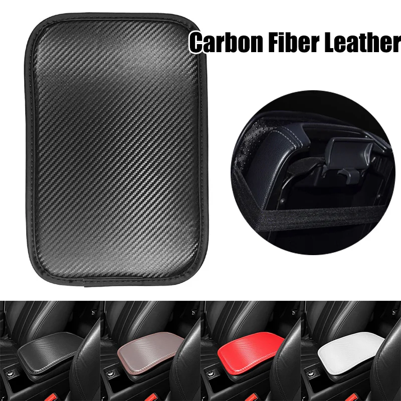 

Car Armrest Cushion Cover Four Seasons Universal Carbon Fibrer Leather Center Console Pad Armrest Box Protective Pad