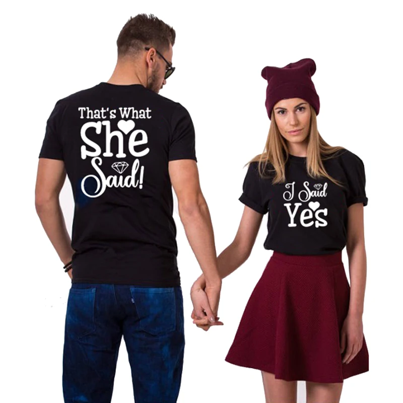 

Couple Tshirt Summer Casual Tees Tops Couple 1pcs Said Yes That's What She Said Lover Shirts Bride and Bridegroom Matching