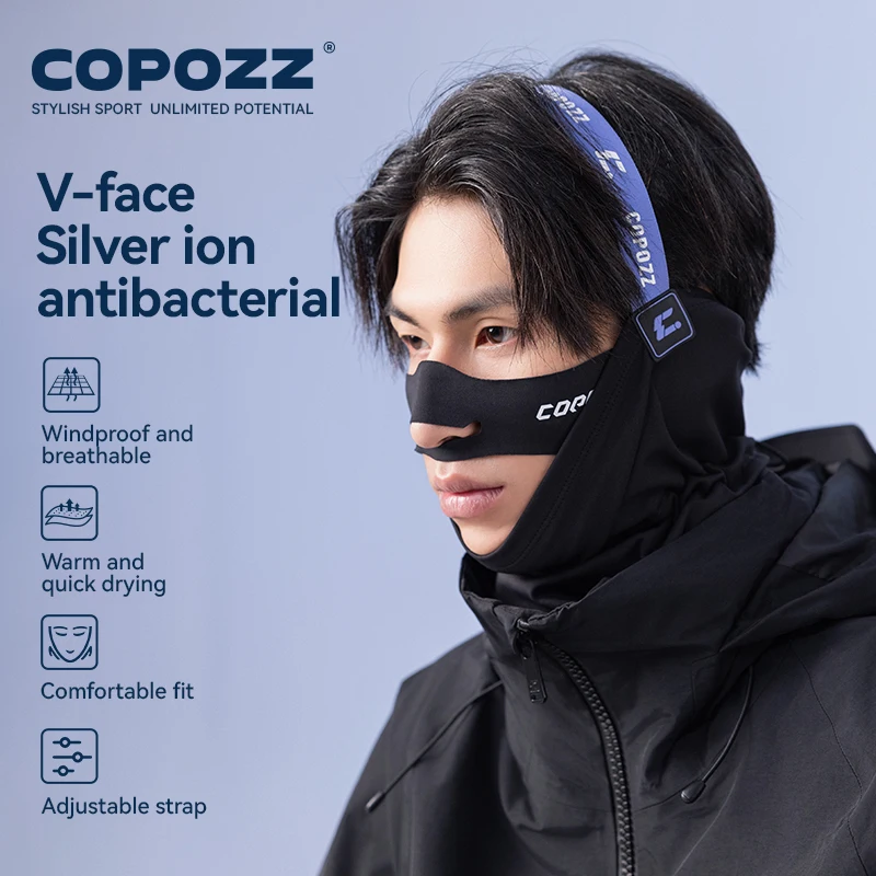 Фото Copozz Мужская и женская ветрозащитная маска для лица V-face Тонкая маска для лица Мягкая теплая полумаска Балаклава для лица для езды на мотоцикле №3