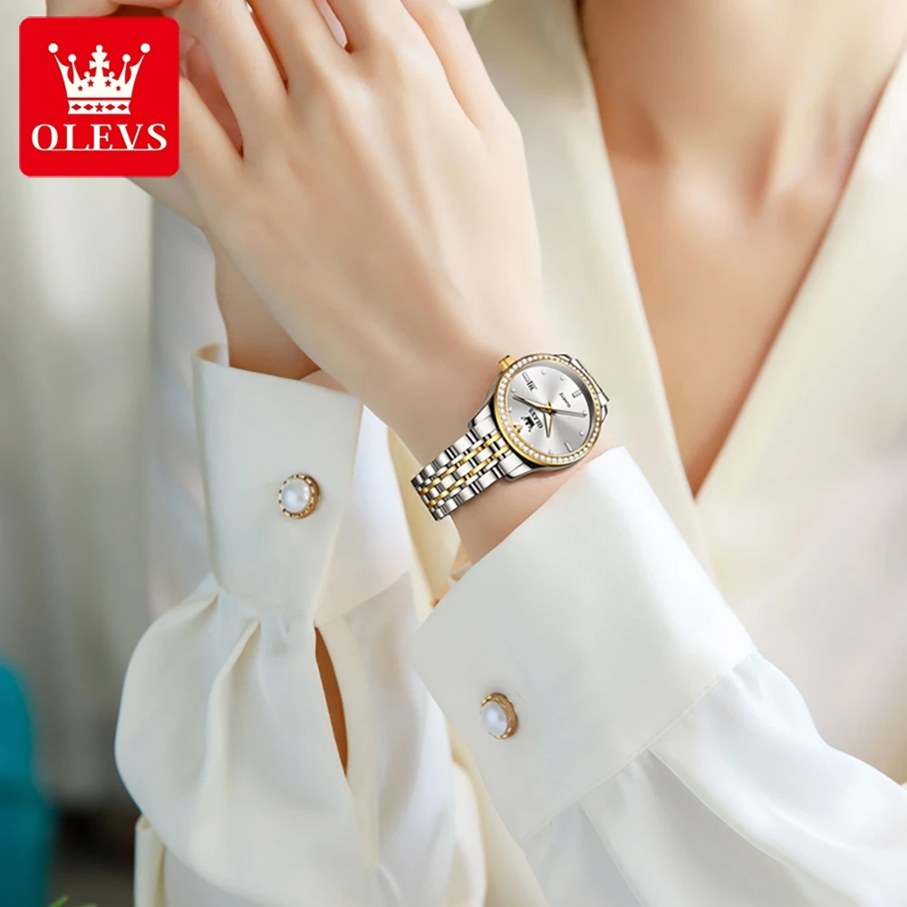 OLEVS новые элегантные женские часы с бриллиантами роскошные кварцевые