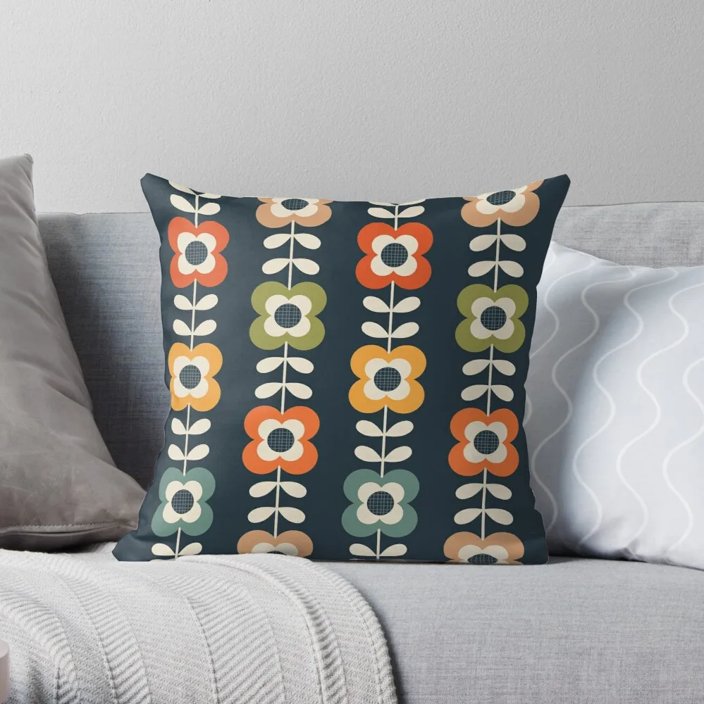 

Mod Flowers in Retro Colors on Charcoal Polyester Decor Pillow Case Home Cushion Cover 45*45cm