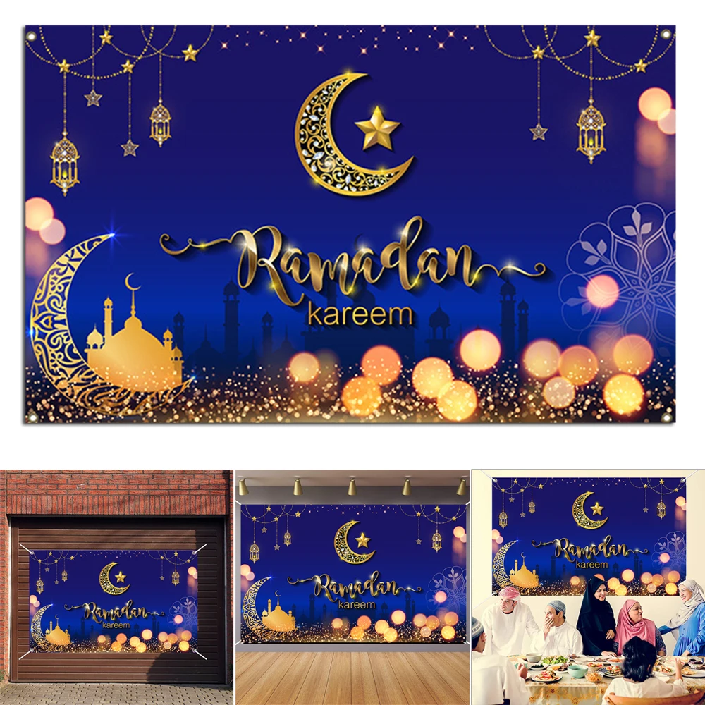 

Украшения для Рамадана Eid Mubarak фоновая ткань для украшения домашвечерние декор для вечерние из полиэстера Eid Al-fitr THJ99