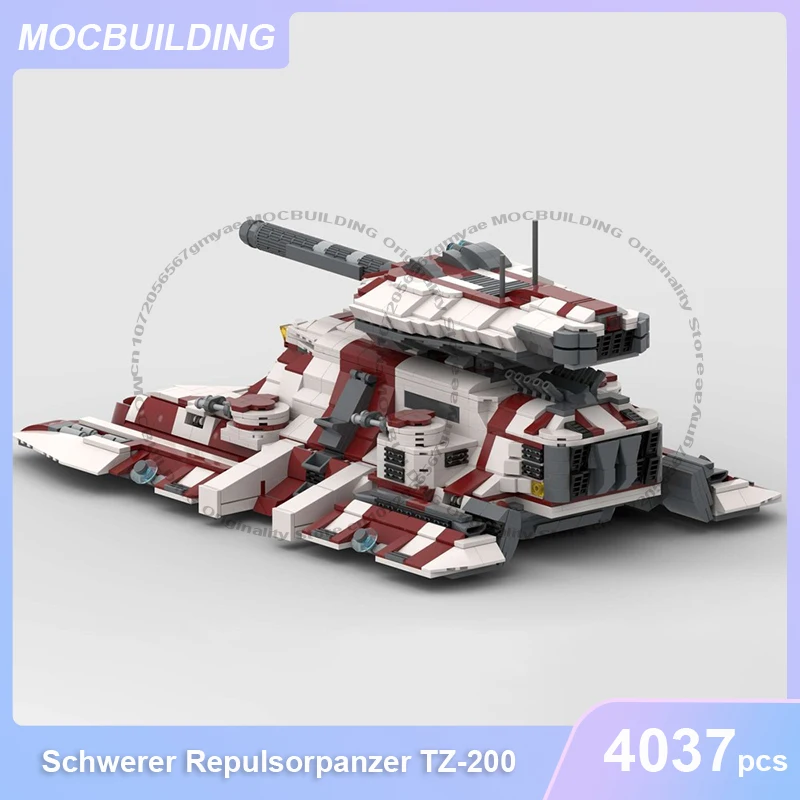Фото Тяжелый репульсорный танк TZ-20, модель MOC, строительные блоки, кирпичики для самостоятельной сборки, космическая коллекция, креативные игрушки, подарки, 4037 деталей. №4