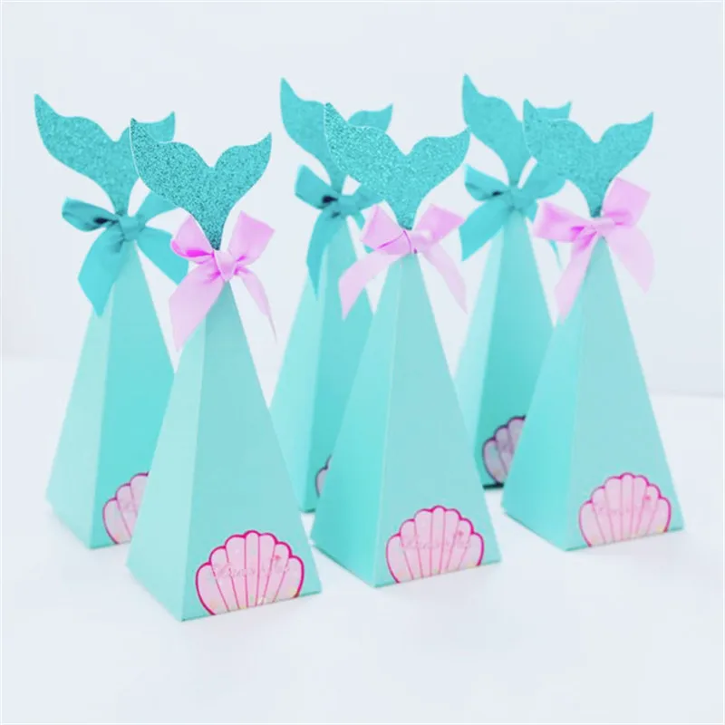 

10Pcs Mermaid Birthday Party Candy Gift Box Popcorn Boxes Kids Gift Box Mermaid Birthday Party Baby Shower Decoration