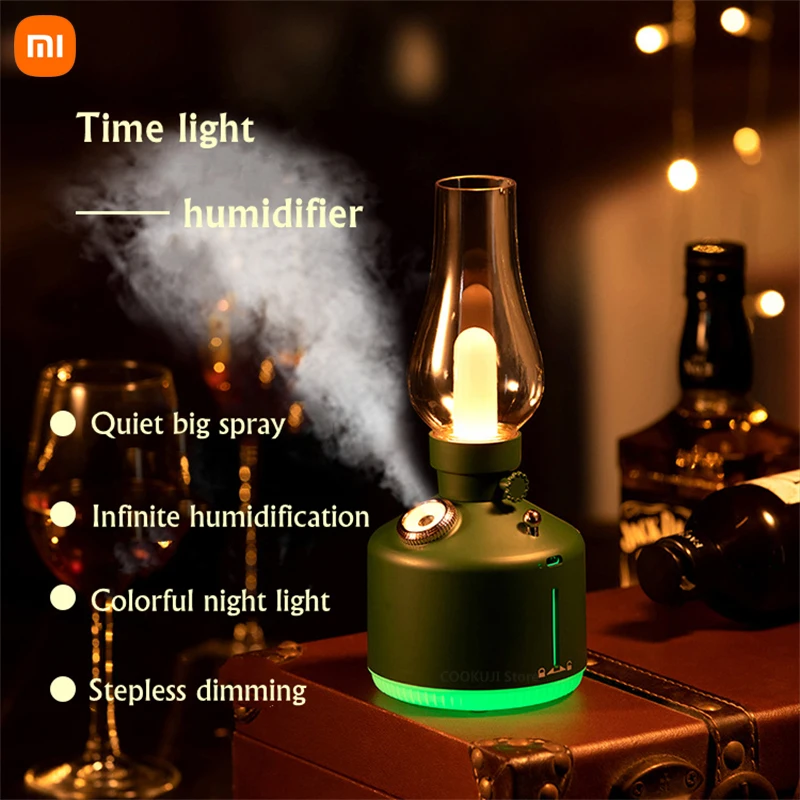 Xiaomi USB Chargeable Retro Kerosene Lamp Air Humidifier LED Light Aromatherapy Diffuser Wireless Mist Maker for Home Decoration