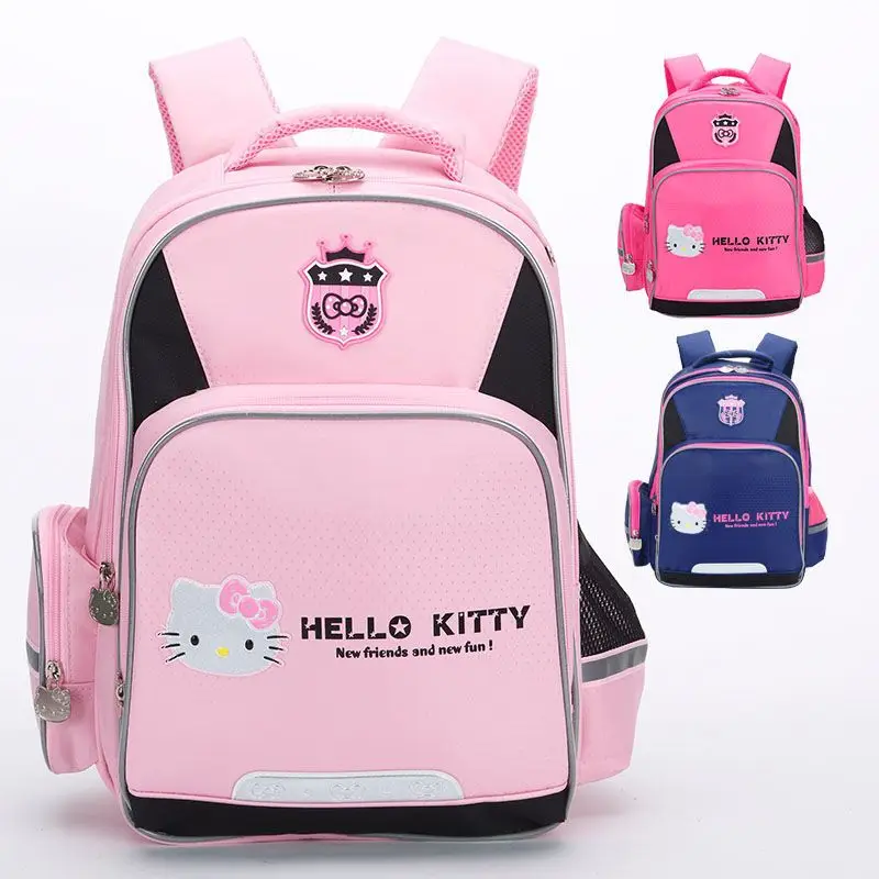 Hellokitty Schoolbag Girl Backpack Korean Spine Protection Lightweight Burden Alleviation Large Capacity Sanrio Waterproof