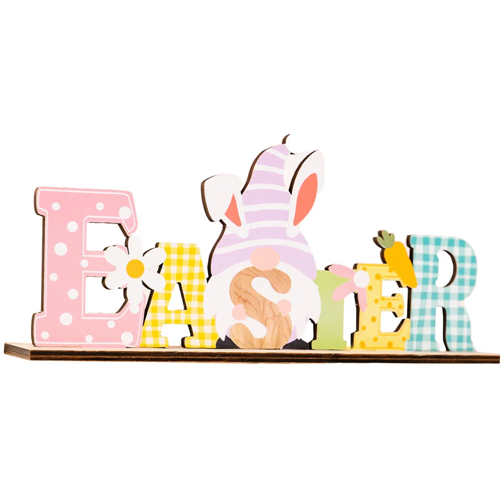 

Easter Table Sign Wooden Decoration Decor Spring Centerpiece Signs Decorations Gnome Home Bunny Tray Tiered Tabletop Wood Party