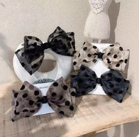 polka dots bow elastic hair rubber bands for girls handmade organza bowknot hair ties ropes ponytail holder hair accessories