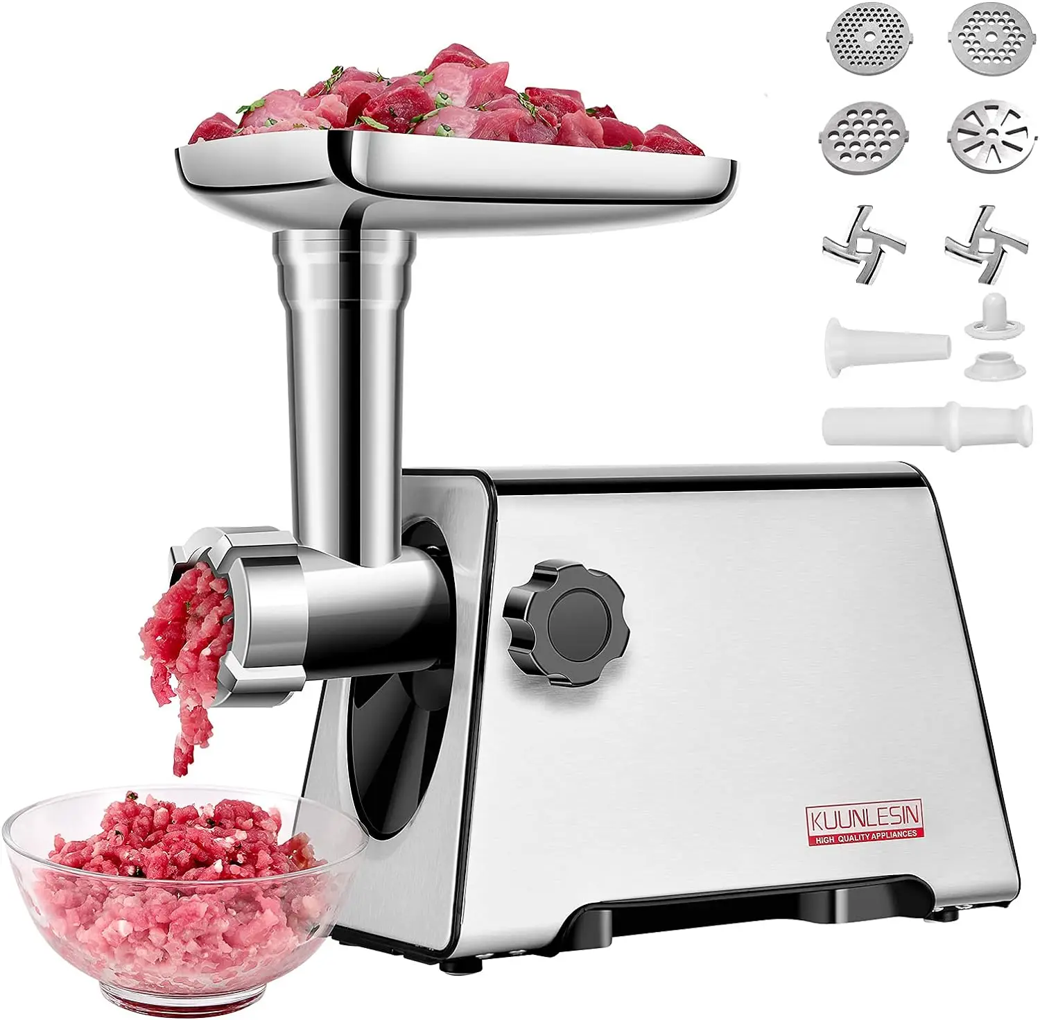 

Grinder, Meat Grinder, 350W[2800W Max], Sausage Maker, Meat Mincer, Meat Sausage Machine, 4 Sizes Plates,Sausage & Kubbe Ki