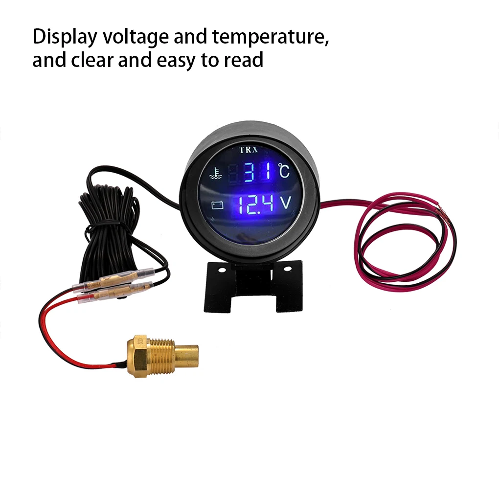 

Universal Voltmeter Thermometer Wide Range Alarms Vehicle Voltage Temperature Meter Gauge Measuring Device Automotive