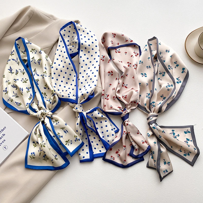 

Popular Silk Skinny Hair Scarf Women Print Neck Tie Ribbon Hand Bag Wrist Foulard Spring Towel Headscarf Girl Echarpe Kerchief