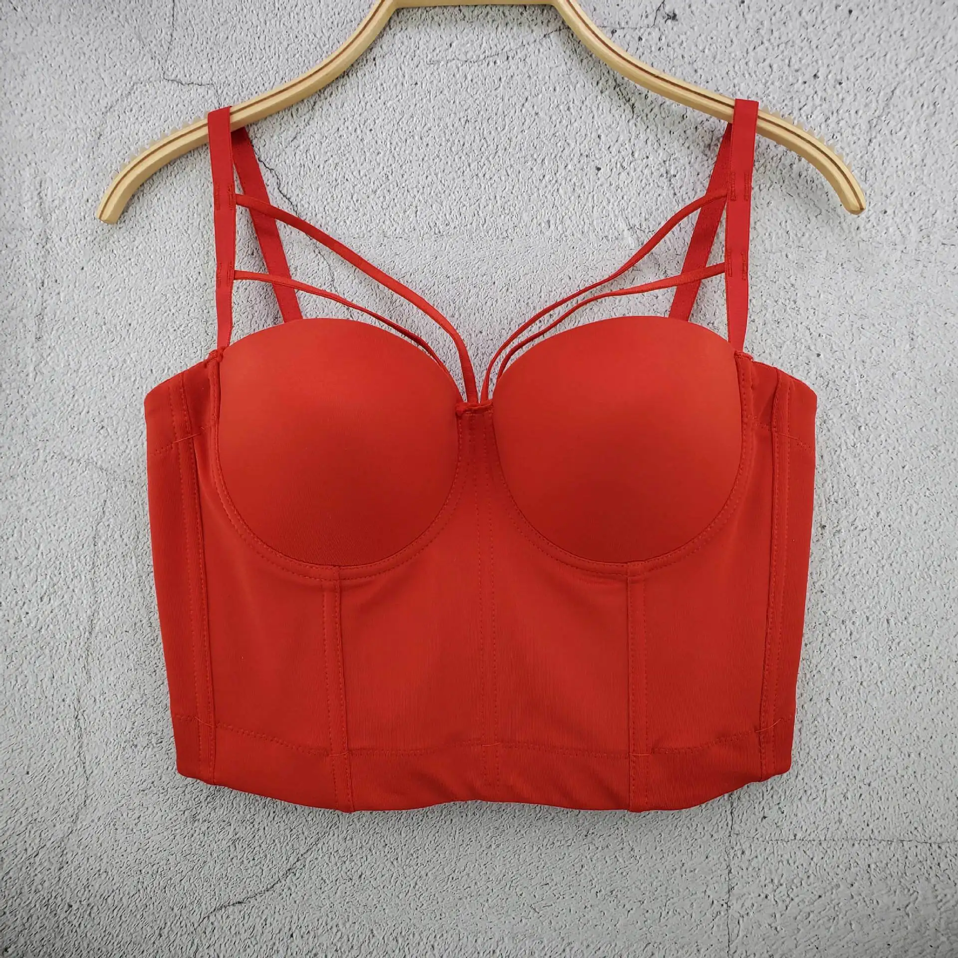 

Женский укороченный топ с чашками пуш-ап, однотонный корсет-бюстье, майка, весна-лето 2022