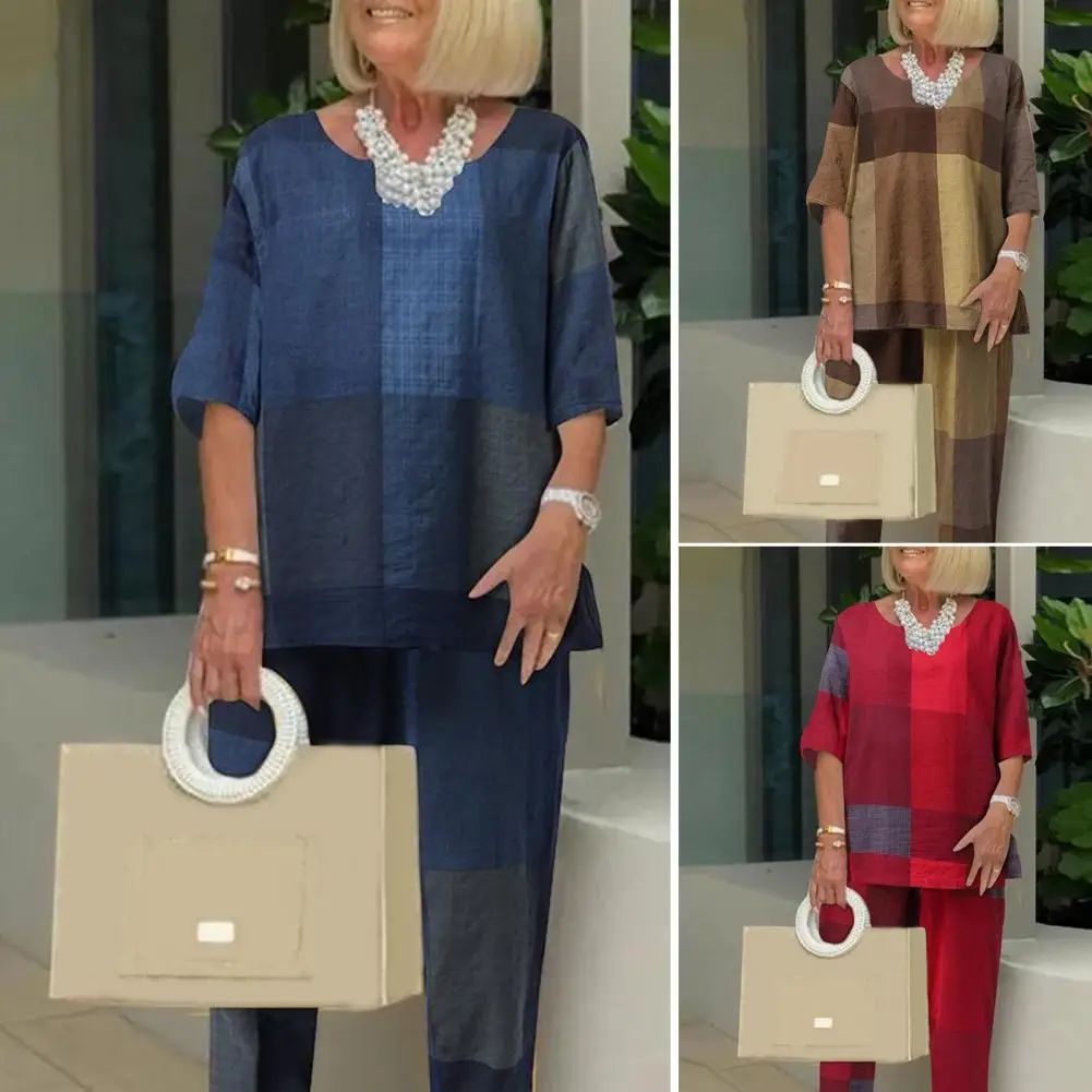 

Женский винтажный спортивный костюм, Повседневная Блузка в клетку с коротким рукавом