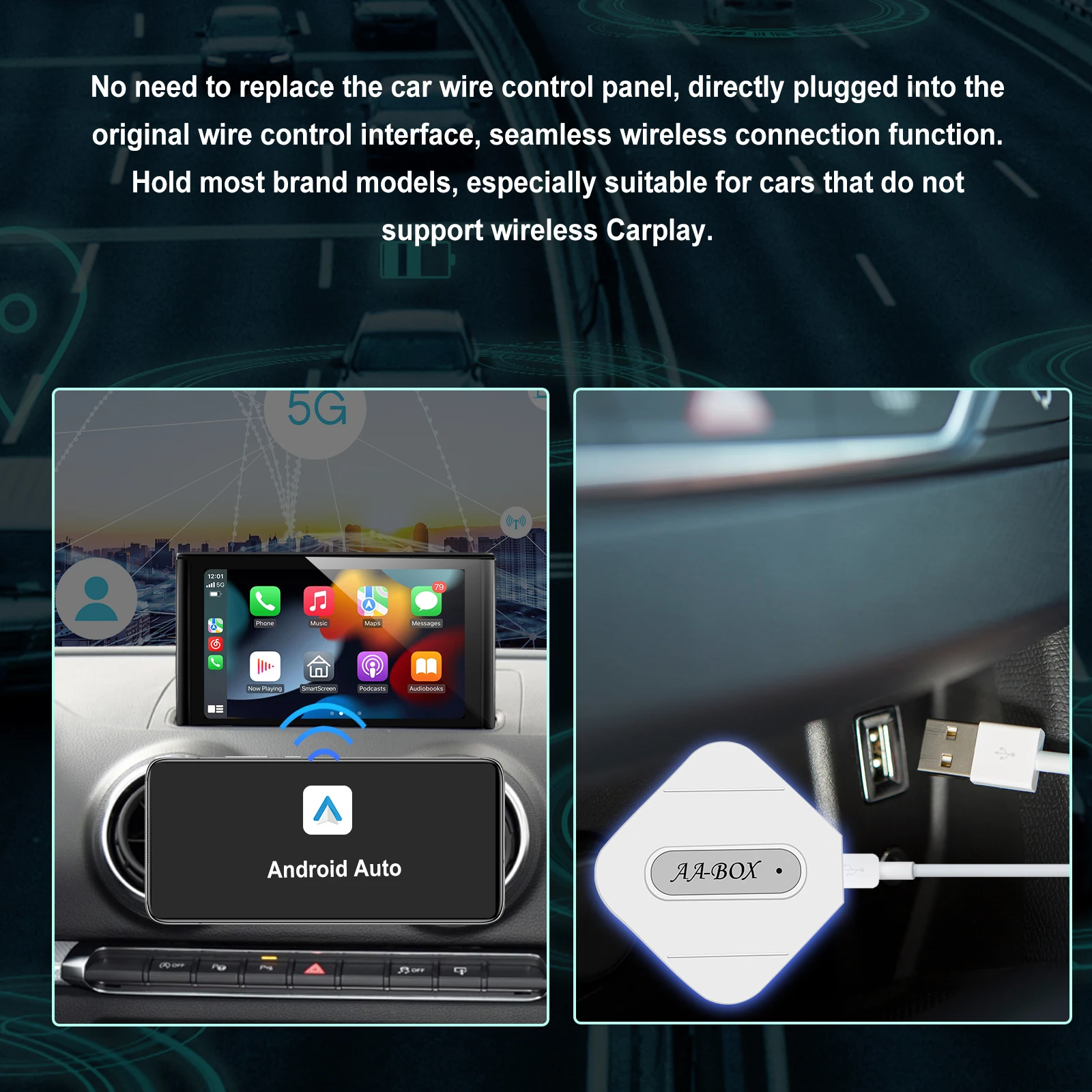 Hikity беспроводной Carplay AI Box Android автомобильный ключ Bluetooth адаптер WIFI GPS навигация