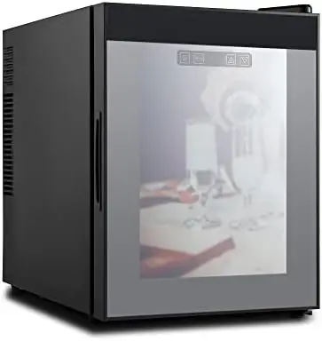 

6 Bottle Wine Cooler, Thermoelectric Small Wine Fridge, Compact Wine Cooler Refrigerator with Dual Glass Door, Freestanding Wine