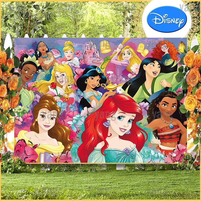 Magic Princess Backdrop for Cute Little Girl Birthday Party Colorful Decoration Supplies Multicolor Dreamy Disney Background