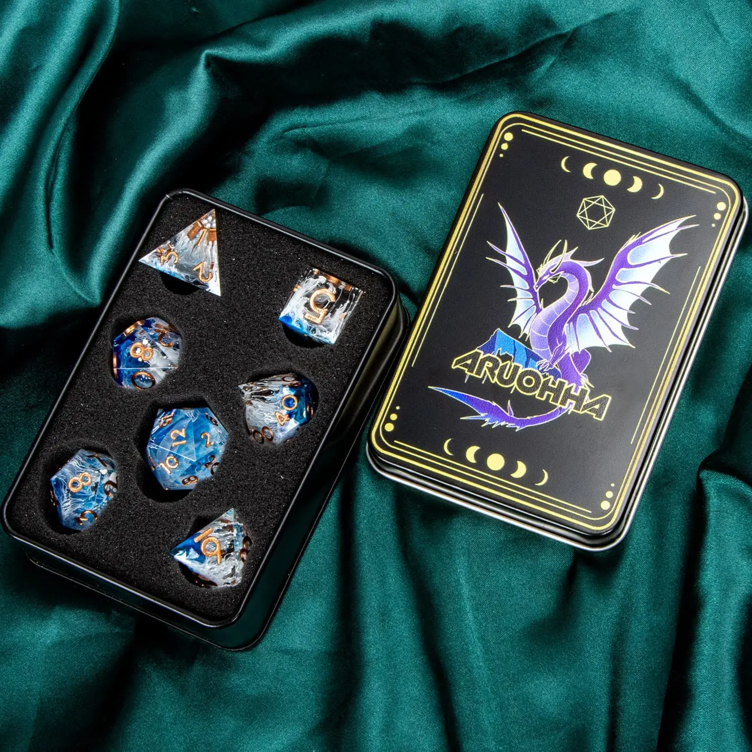 D + D6 синие и белые D20 ролевые полигедральные игральные кости Dnd с острыми краями из