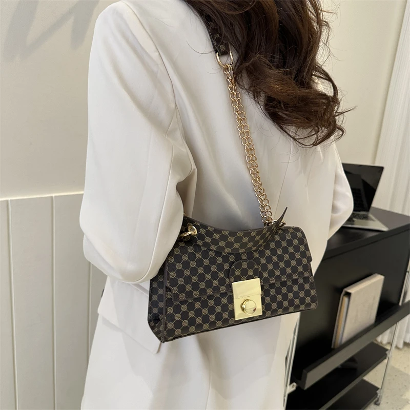 

Fashion Exquisite Shopping Bag Retro Casual Women Totes Shoulder Bags Female Leather Solid Color Chain Handbag for Women 2023
