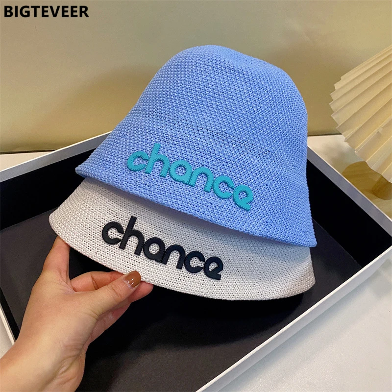 

Summer 7 Colors Beach Raffia Woven Women's Fisherman Hat Vacation Travel Outdoor Sunscreen Casual Women's Alphabet Straw Hat