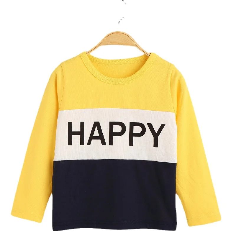 

2022 Autumn New Children Long Sleeves Bottoming Tshirt Boy Baby Letter Print Splicing Tops Girl Kid Fashion Cotton Shirt Clothes