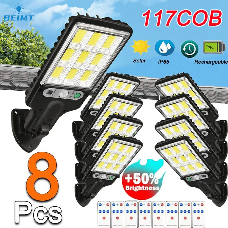 

1~8PCS Solar Street Lights Outdoor Solar Wall Lamp Waterproof 3 Modes PIR Motion Sensor Security Lamp for Garden Patio Path Yard