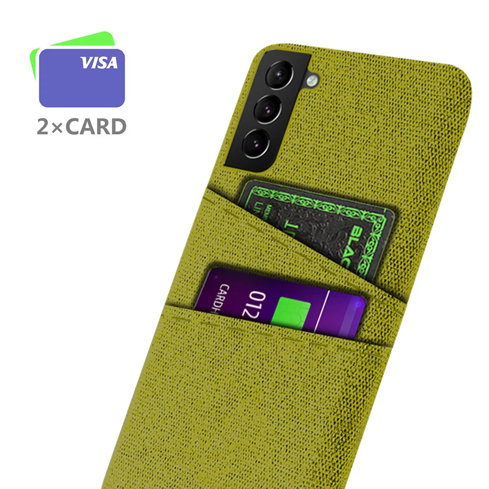 

For Samsung Galaxy S21 FE 5G Case Dual Card Fabric Cloth Business Cover For samsung S21 FE S21fe Funda SM-G990B G990U G990W Capa