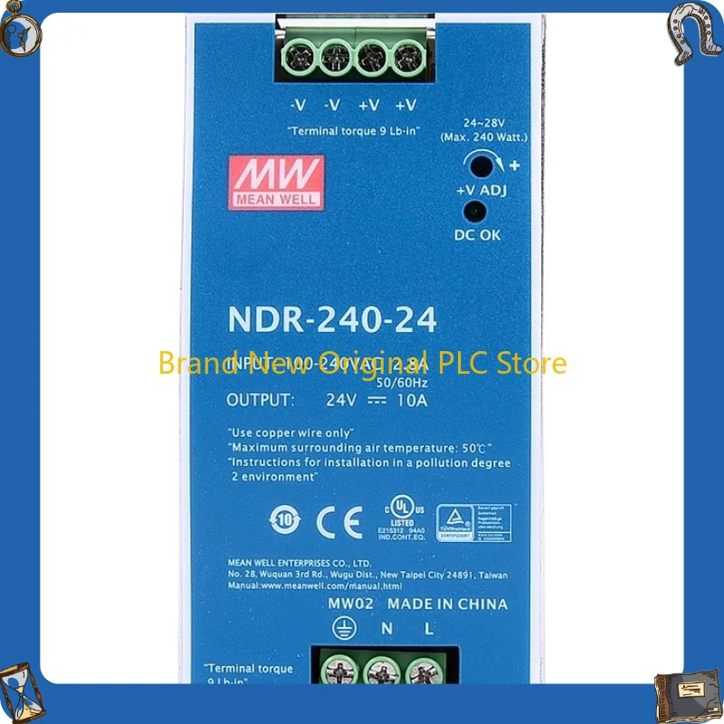 Фото Импульсный источник питания NDR-240-24, 220В на 24В DC, трансформатор 10А, для промышленного контроля, ПЛК, электрических шкафов №1