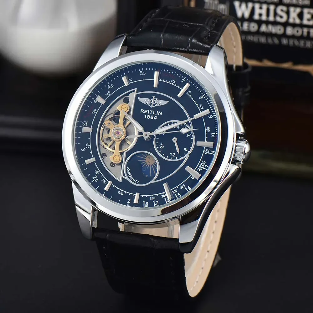 

Новые часы AAA Breitling для мужчин, Роскошные автоматические механические часы с турбийоном, многофункциональные высококачественные часы AAA с Луной и фазами