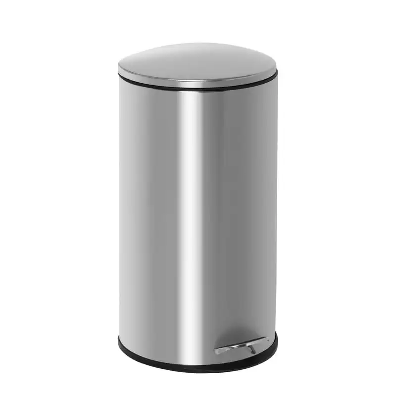 

Honey Can Do 7.9 Gallon Trash Can, Semi-Round Step On Kitchen Trash Can, Stainless Steel Garbage Bin Kitchen Bathroom Toilet Tra