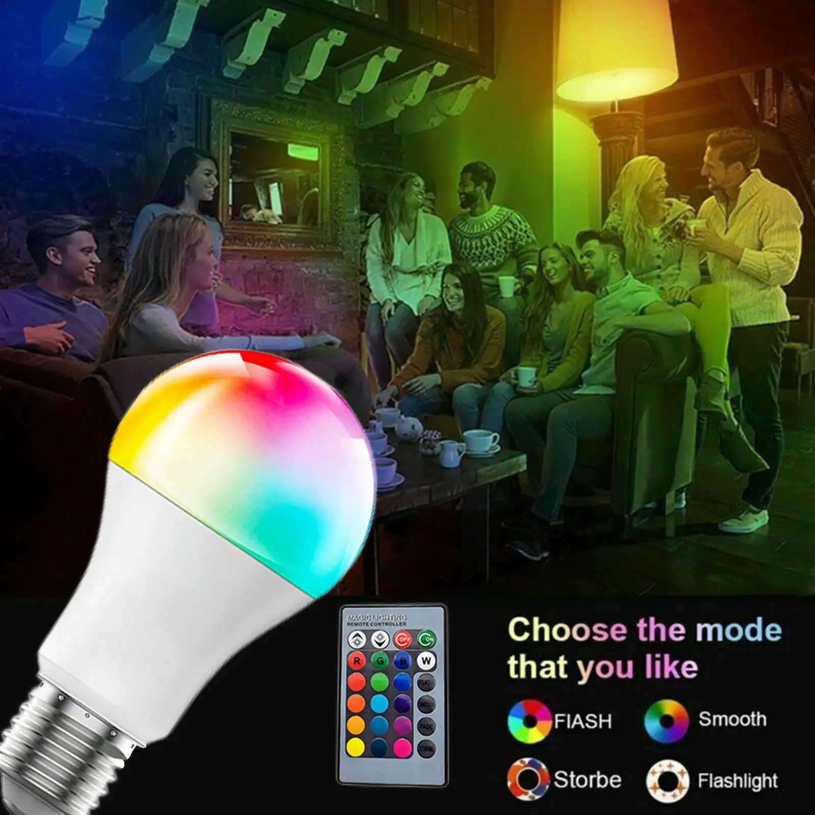

Умная Светодиодная лампа с Bluetooth E27, умная лампа с RGB-подсветкой, 110 В, с регулируемой яркостью, 220 В