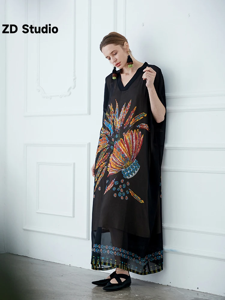 

[ZD Studio] Women's Big-name Temperament Catwalk Robes Loose Long Skirt Spring And Autumn 2023