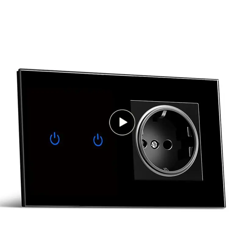 

Tempered Glass Panel Socket High Temperature Resistance Stable Wall Plug 16a 90v-250v Power Plug Touch Switch Socket Smart Home