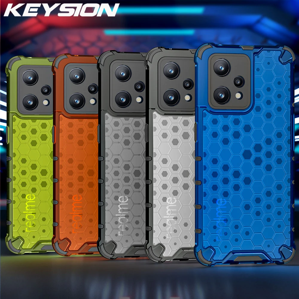

KEYSION Shockproof Case for Realme 9 Pro+ 9i 8i C35 Transparent Honeycomb Phone Back Cover for OPPO Reno 7 Pro Z 5G Find X5 Lite