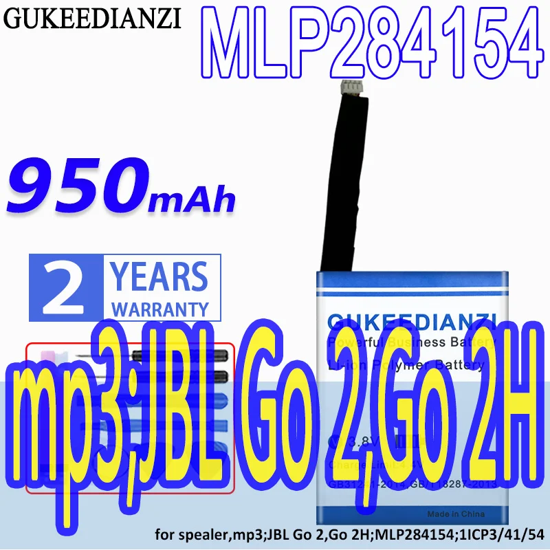 

Аккумулятор GUKEEDIANZI высокой емкости ymlp284154 950 мАч для упаковщика, mp3;JBL Go 2,Go 2H;MLP284154;1ICP3/41/54