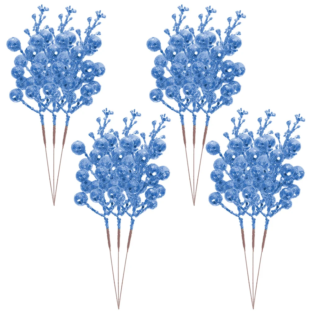 

12 Pcs Silver Home Decor Christmas Imitation Berries Xmas Party Supplies Tree Decorations Fake Berry Artificial Wreath Picks