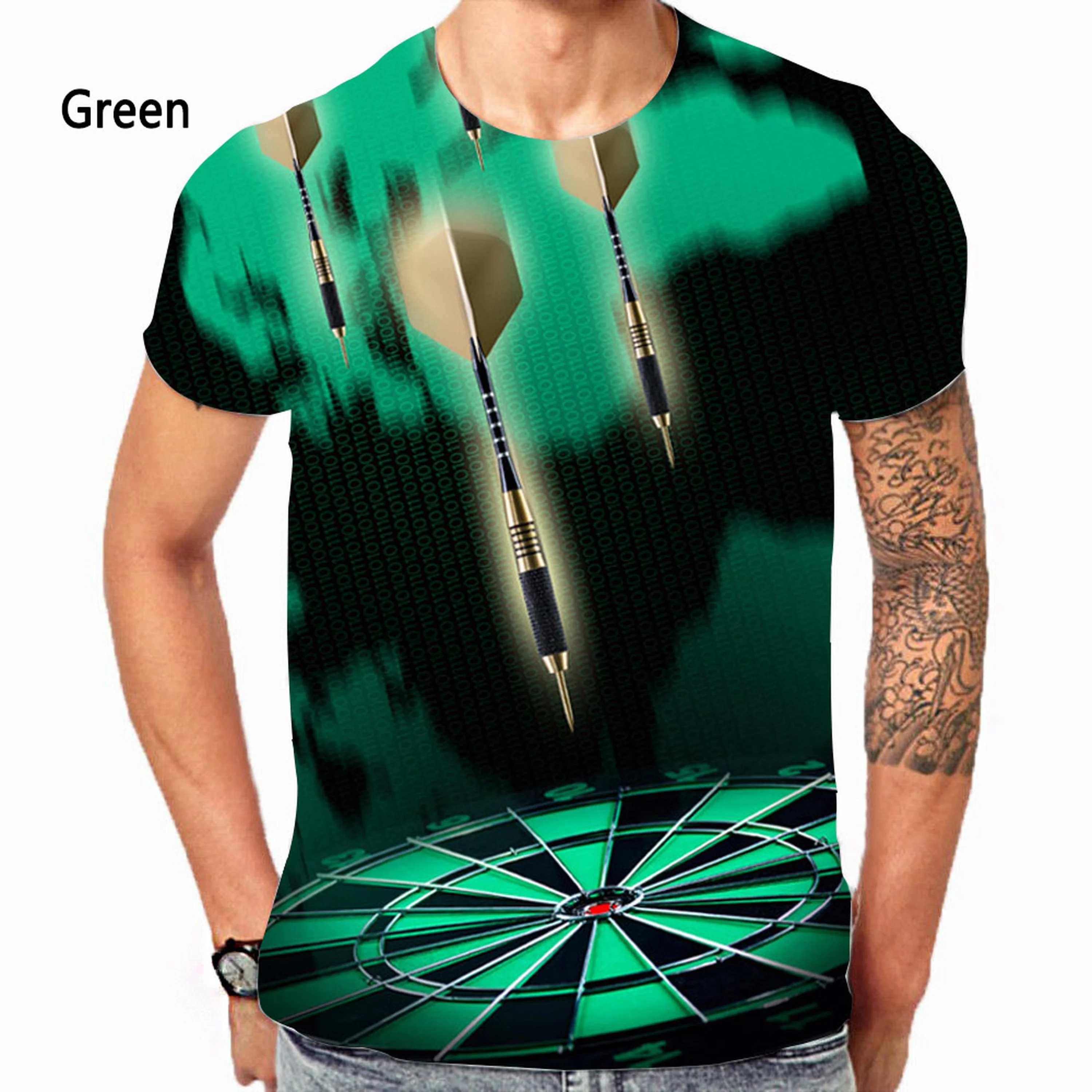 

Summer New Fashion Darts 3d Printing T-shirt Men's and Women's Summer Casual Short-sleeved T-shirt