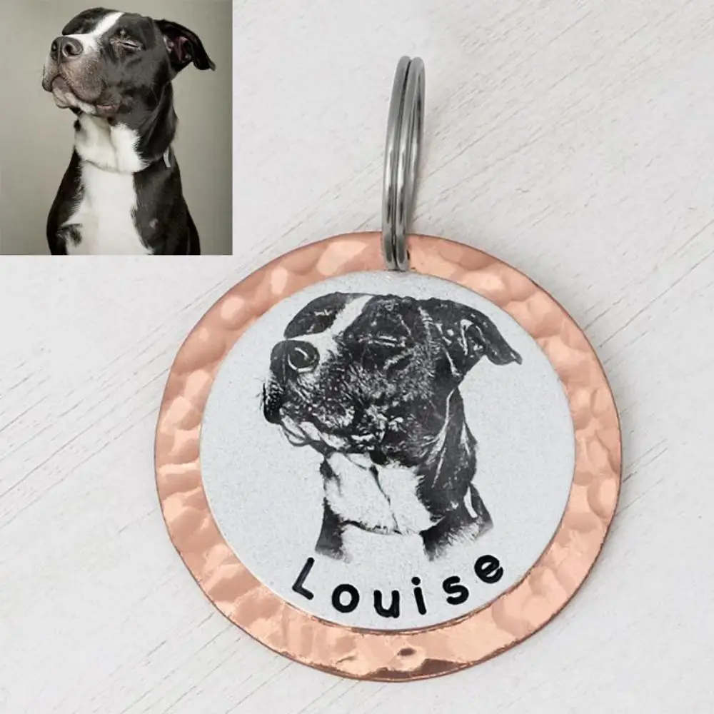 

Personalized Pet ID Tag with Photo Custom Dog Tag Dog Name Collar Accessories Supplies New Puppy Anti-lost Pendant Metal Keyring