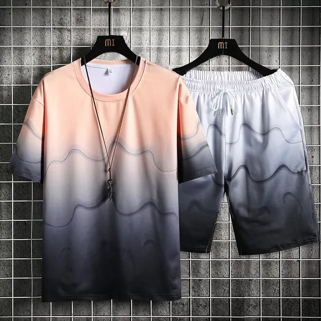 

NEW IN Tracksuit Set Men T shirt+Shorts Sets 2022 Summer Sportswear Jogging Pants T-shirt Hip Hop Streetwear Short Sleeve Suit