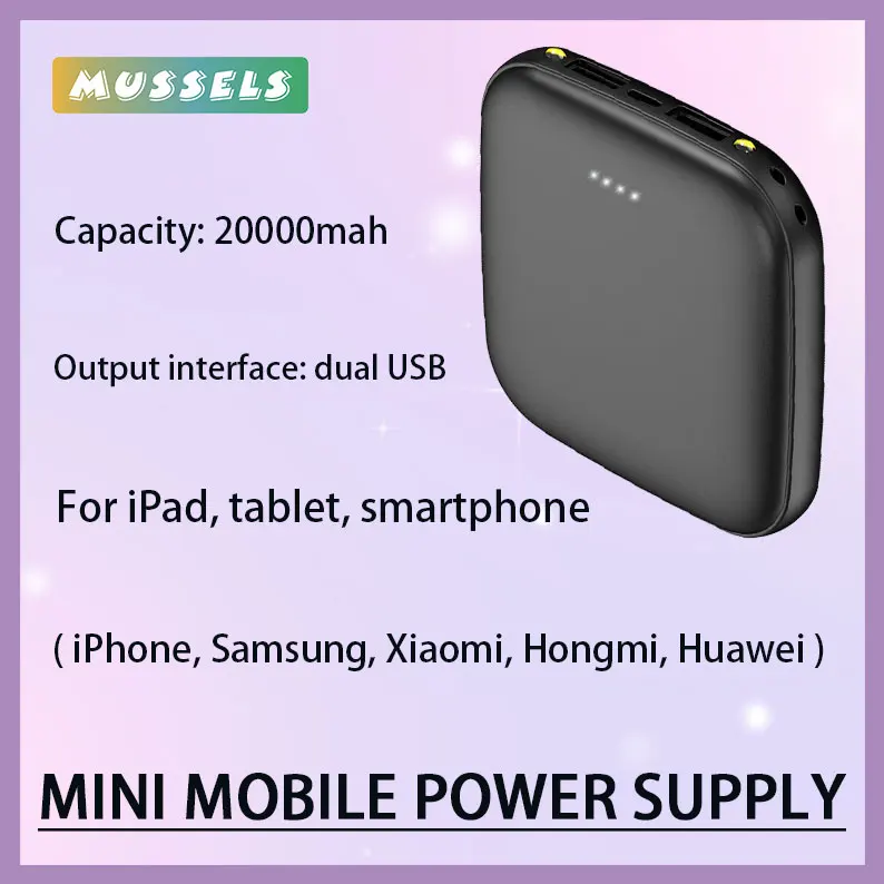 

20000mAh mini power bank for Xiaomi Mi 10 9 8 iPhone 12 11 pro with lighting