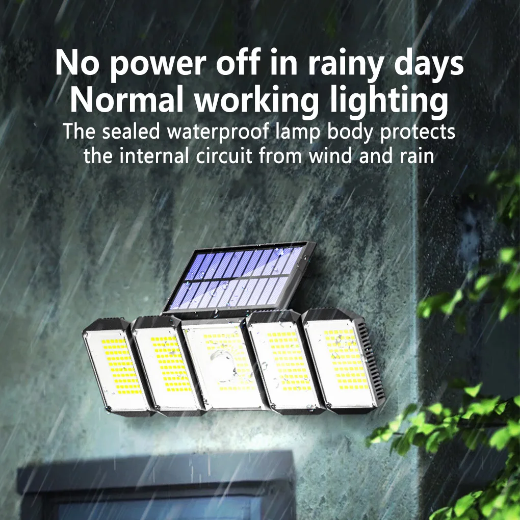 

Solar-powered Wall Light Waterproof Movement Sensor 5 Head Wide Angle Lamp