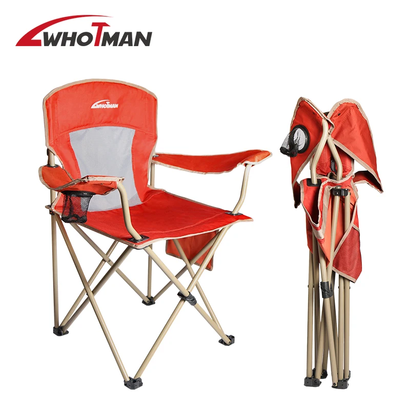 

Whotman Outdoor Foldable Camping Chair Ultralight Folding Chairs Beach Picnic Fishing Chair with Drink Holder Double Mesh Bag