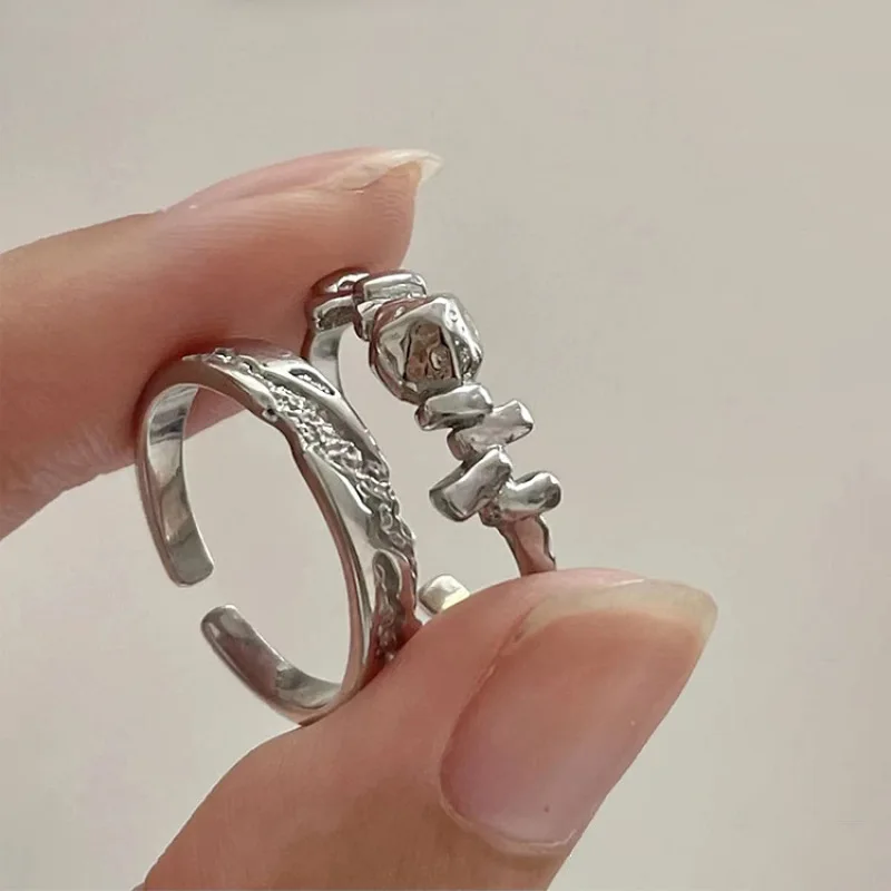 

New Creative Irregular Metal Opening Ring for Women Fashion Silver Gold Color Jewelry Accessories Gift Ring Gift