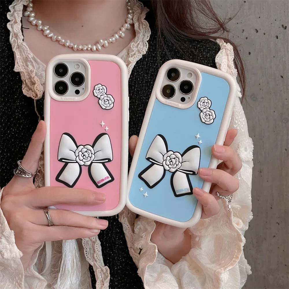 

Flower Bowknot Pink Phone Cover Case for iPhone 14 13 12 11 Pro Max