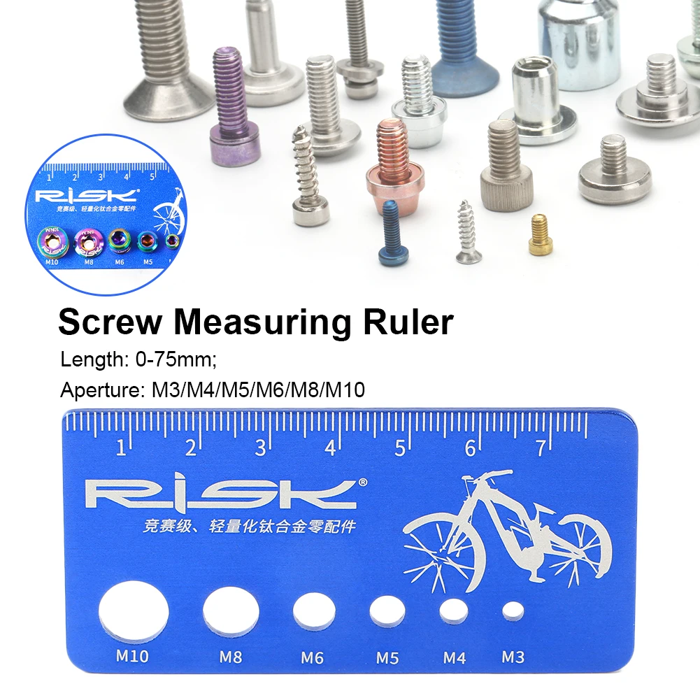 

RISK RL232 MTB Road Bike Bicycle Screw Bolt Nut Thread Measuring Ruler Gauge Size Checker For Titanium Alloy Metric Bolts Screws