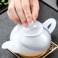 glass kung fu tea set household tea cup light luxury living room office high end reception high end white jade teapot