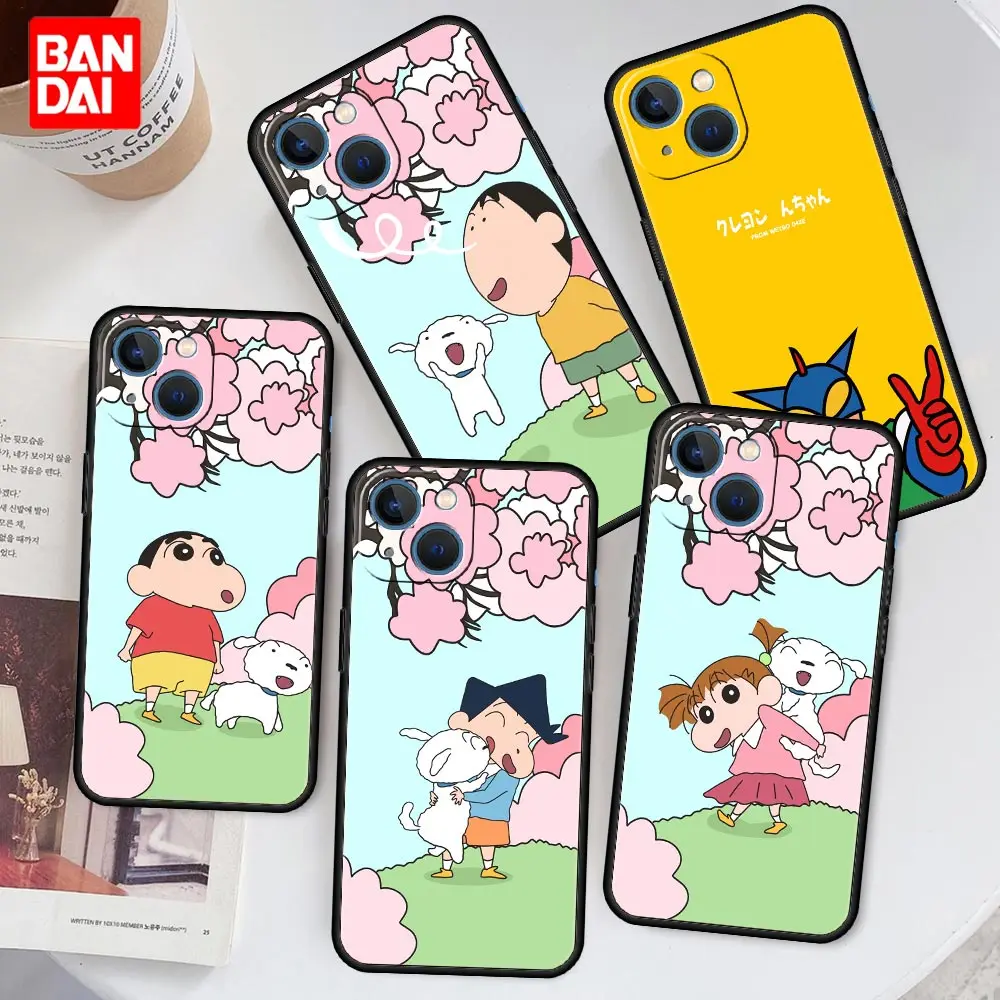 

Crayon Shin Chan Manga Case for iPhone 13 12 11 X XS Pro Max 6 6s 7 8 Plus SE XR 12pro 13pro Mini Black Silicone Luxury Cover