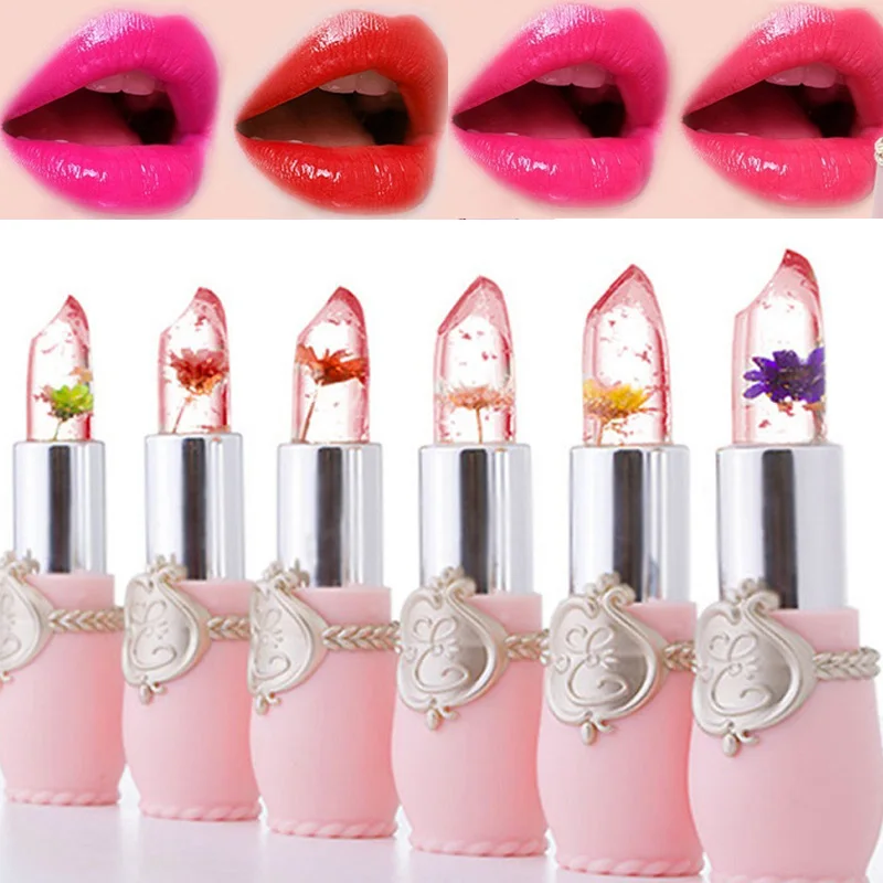 Moisturizer Lip Gloss Transparent Jelly Flower Lipstick Temperature Color Change Waterproof Makeup Lip Balm Cosmetic Makeup Tool